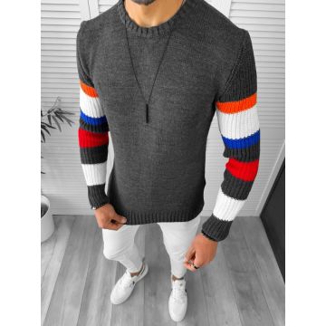 Pulover barbati gros slim fit gri inchis T3588    i6-4.2
