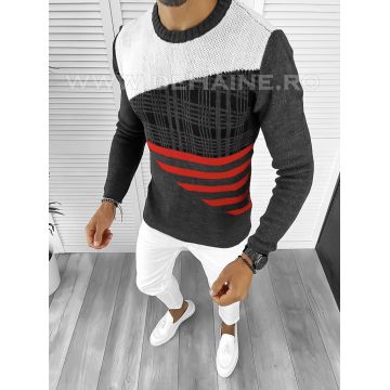 Pulover barbati gros slim fit gri inchis T3625 96-2
