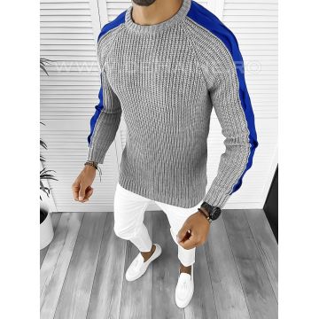Pulover barbati gros slim fit gri T3586 98-3