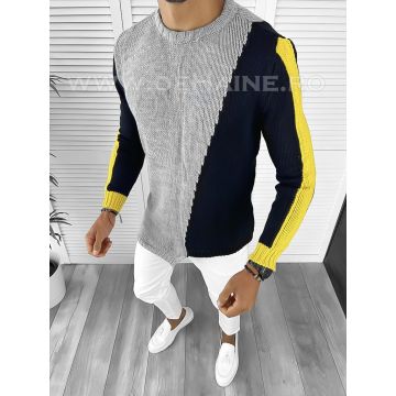 Pulover barbati gros slim fit gri ZR T3619     4–3.2