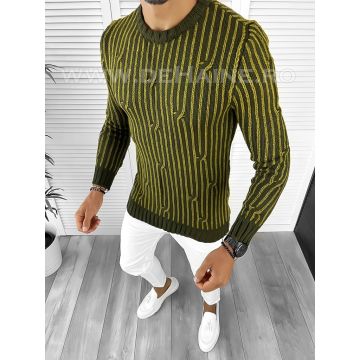 Pulover barbati gros slim fit kaki T3575  105