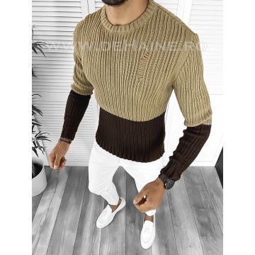 Pulover barbati gros slim fit maro T3577 i4-3