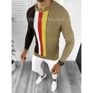 Pulover barbati gros slim fit maro T3578 114-3.4 U1