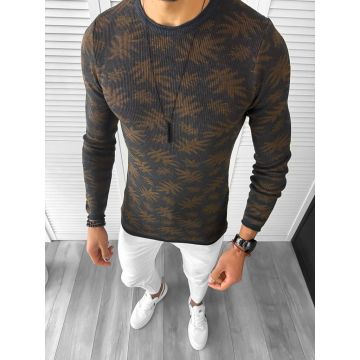 Pulover barbati gros slim fit maro T3703 34.1