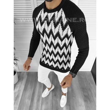Pulover barbati gros slim fit negru T3613 i6-2   U7-3
