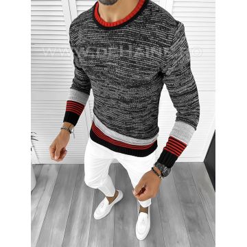Pulover barbati gros slim fit negru  T3616 U4-3