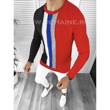 Pulover barbati gros slim fit rosu T3578 i10-7 U1-2