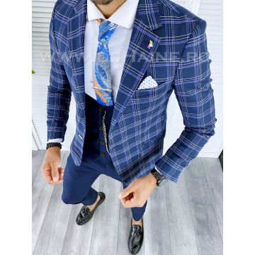 Sacou barbati in carouri slim fit B5589 P18-1.1