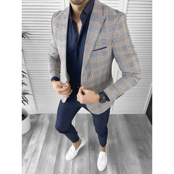 Sacou barbati slim fit albastru 732 I9-3