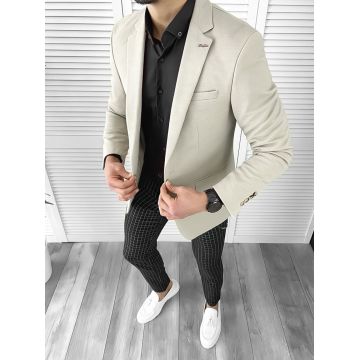 Sacou barbati slim fit bej 10321 E 45-2 ~