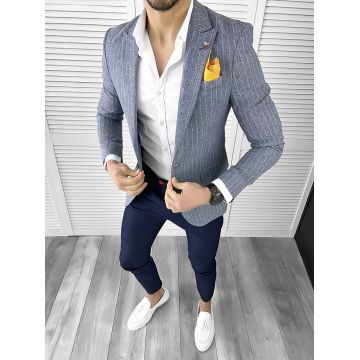 Sacou barbati slim fit cu dungi 10280 32-2.3