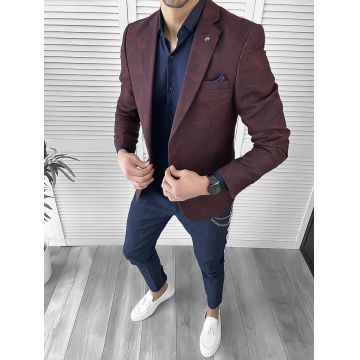 Sacou barbati slim fit grena 10117