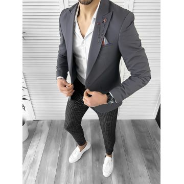 Sacou barbati slim fit gri 10273  O3-7