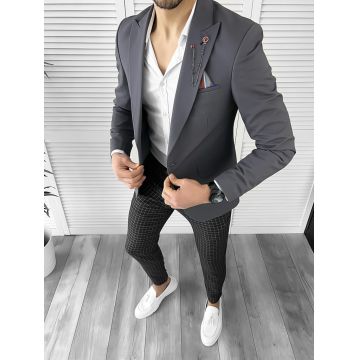 Sacou barbati slim fit gri 10273 E 35-2~