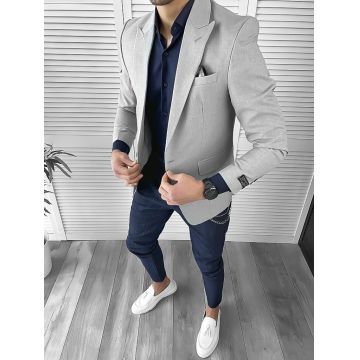 Sacou barbati slim fit  gri - vernil 10121  2-4