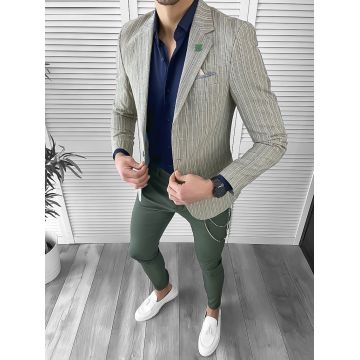 Sacou barbati slim fit in carouri 10123 E 48-2 ~