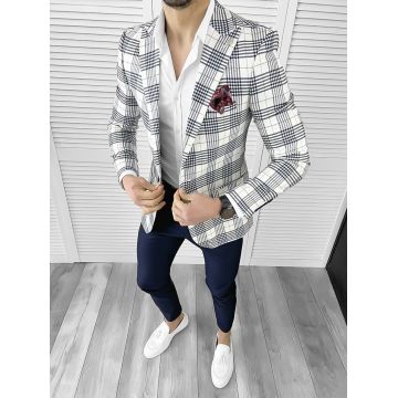 Sacou barbati slim fit in carouri 715  37-5