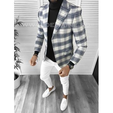 Sacou barbati slim fit in carouri B9745 16-2.3
