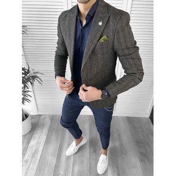 Sacou barbati slim fit maro 10118 37-3