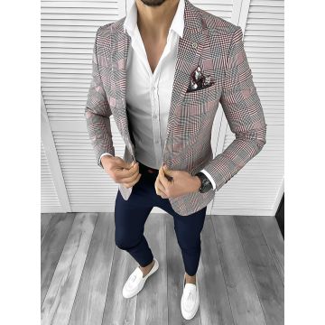 Sacou barbati slim fit rosu 732  11