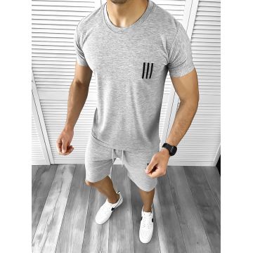 Trening barbati gri deschis pantaloni + tricou 10588 31-4