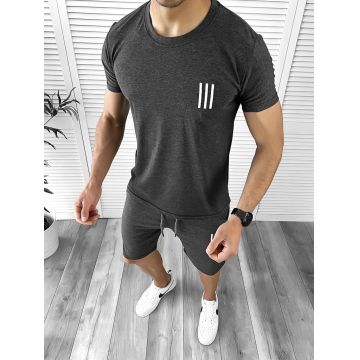 Trening barbati gri inchis pantaloni + tricou 10588 28-4