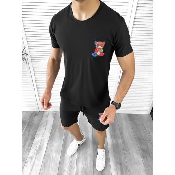 Trening barbati negru pantaloni + tricou 10591 P20-2.1