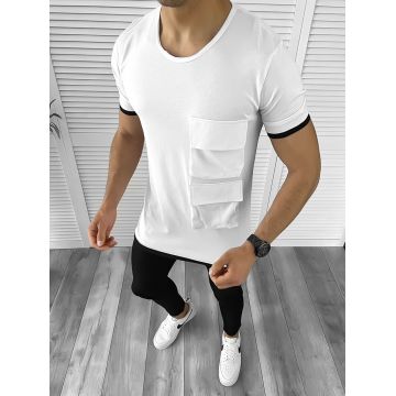 Tricou barbati alb slim fit B1956  N1-6.1