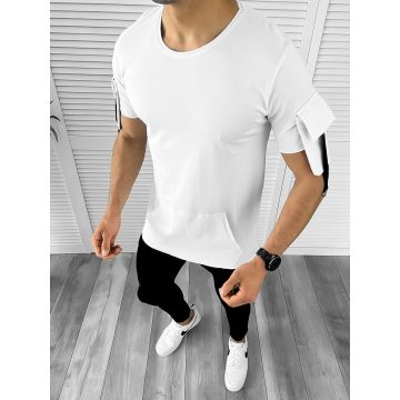 Tricou barbati alb slim fit CU MIC DEFECT DEFB9346