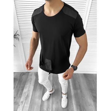 Tricou barbati negru slim fit Vagabond B1946 N1-3.1