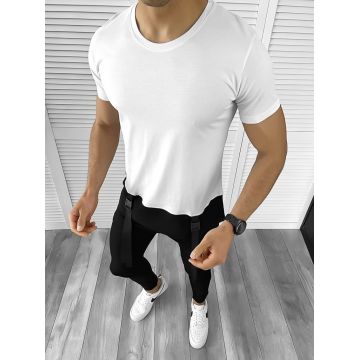 Tricou barbati slim fit alb B1957  O1-4.3