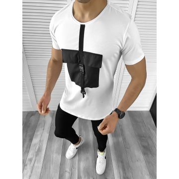 Tricou barbati slim fit alb B1975 N5-3.1