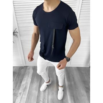 Tricou barbati slim fit bleumarin B1974  N5-4.2