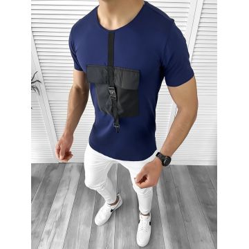 Tricou barbati slim fit bleumarin B1975  N8-3.1