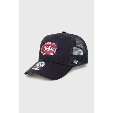47brand șapcă NHL Chicago Blackhawks culoarea albastru marin, cu imprimeu