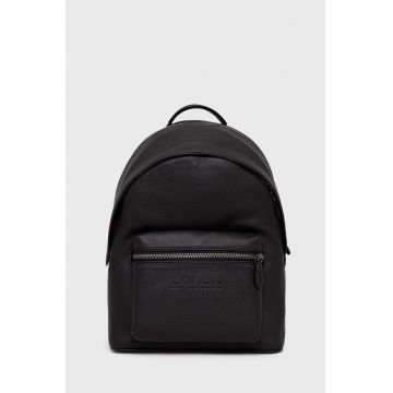 Coach ghiozdan de piele barbati, culoarea negru, mare, neted