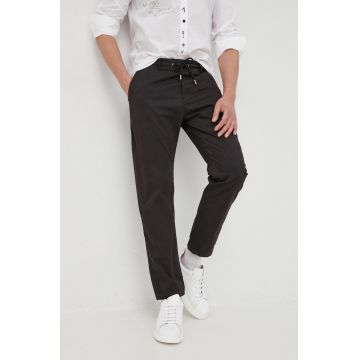 Desigual pantaloni barbati, culoarea negru, drept