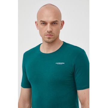 G-Star Raw tricou barbati, culoarea verde, neted