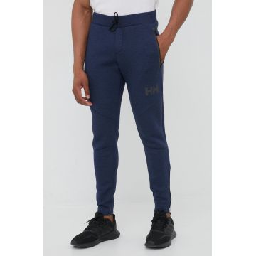 Helly Hansen pantaloni barbati, culoarea albastru marin, neted