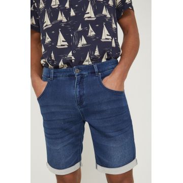 Medicine pantaloni scurti jeans barbati, culoarea albastru marin