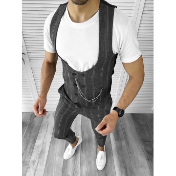 Compleu barbati  Vesta + Pantaloni gri inchis 11614 D3-3.3