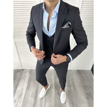 Costum barbati slim fit in sacou + pantaloni 11728 P18-5.2