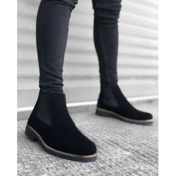 Ghete barbati piele intoarsa neagra eco 12207 T15 Ghete barbati piele intoarsa neagra eco 12207 T15