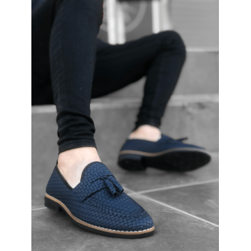 Mocasini barbati albastri  tapla subtire  piele eco  comozi 12218 N1-3