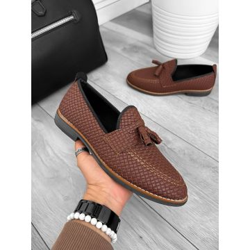Mocasini barbati maro  tapla subtire  piele eco  comozi 12217 N15-3