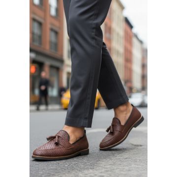 Mocasini barbati maro  tapla subtire  piele eco  comozi 12217 N15-3