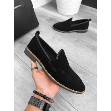 Mocasini barbati negri  tapla subtire  piele eco  comozi 12215 N1-2