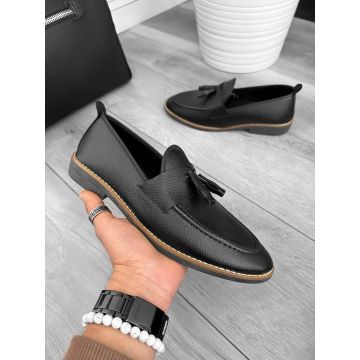 Mocasini barbati negri  tapla subtire  piele eco  comozi 12225 N1-1