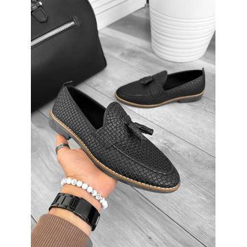 Mocasini barbati negri  tapla subtire  piele eco  comozi 12216 N2-3