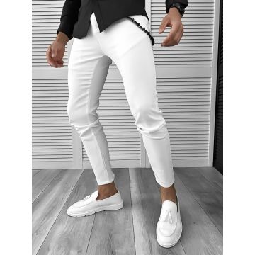 Pantaloni barbati casual albi 10614 B13